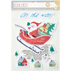 Gifi Déco fenêtre feutre adhésif On the Way traîneau et Père Noël L19xH25cm^ Décoration De Fenêtre
