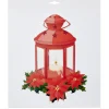 Gifi Déco fenêtre électrostatique lanterne rouge avec fleurs L31xH32 cm^ Décoration De Fenêtre
