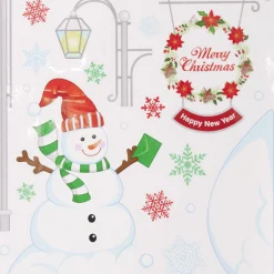 Gifi Déco fenêtre sticker électrostatique bonhomme de neige Merry Christmas^ Décoration De Fenêtre