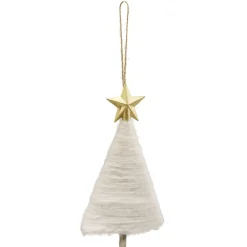 Gifi Déco sapin à suspendre tissage laine blanc étoile doré H.14 cm^ Décoration Sapin