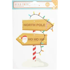 Gifi Décor fenêtre Noël électrostatique panneau direction Pôle Nord Ho Ho Ho^ Décoration De Fenêtre