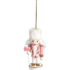 Clearance Gifi Décoration à suspendre Casse-noisette en bois rose et blanc H10cm