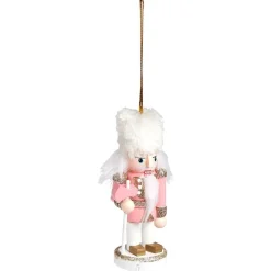 Clearance Gifi Décoration à suspendre Casse-noisette en bois rose et blanc H10cm