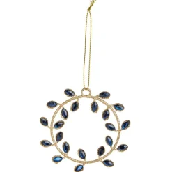 Gifi Décoration à suspendre couronne dorée avec ornement rouge ou bleu Ø8,5cm^ Décoration Sapin