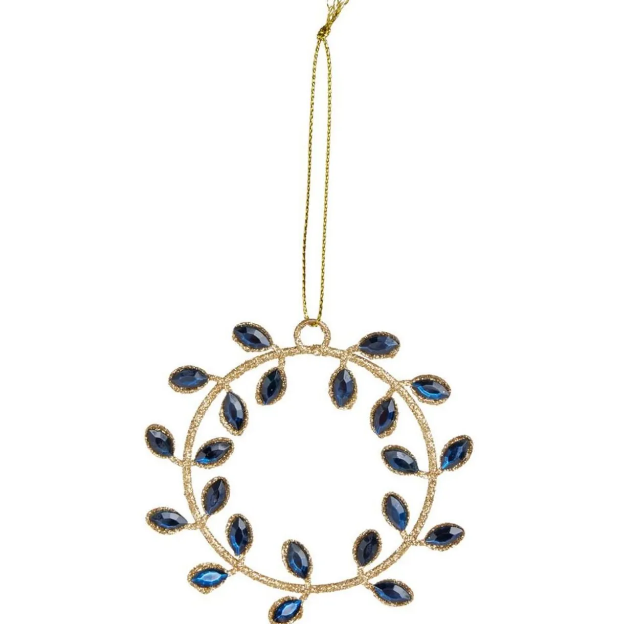 Gifi Décoration à suspendre couronne dorée avec ornement rouge ou bleu Ø8,5cm^ Décoration Sapin