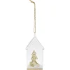 Gifi Décoration à suspendre maison en verre avec sapin en bois H12cm^ Décoration Sapin