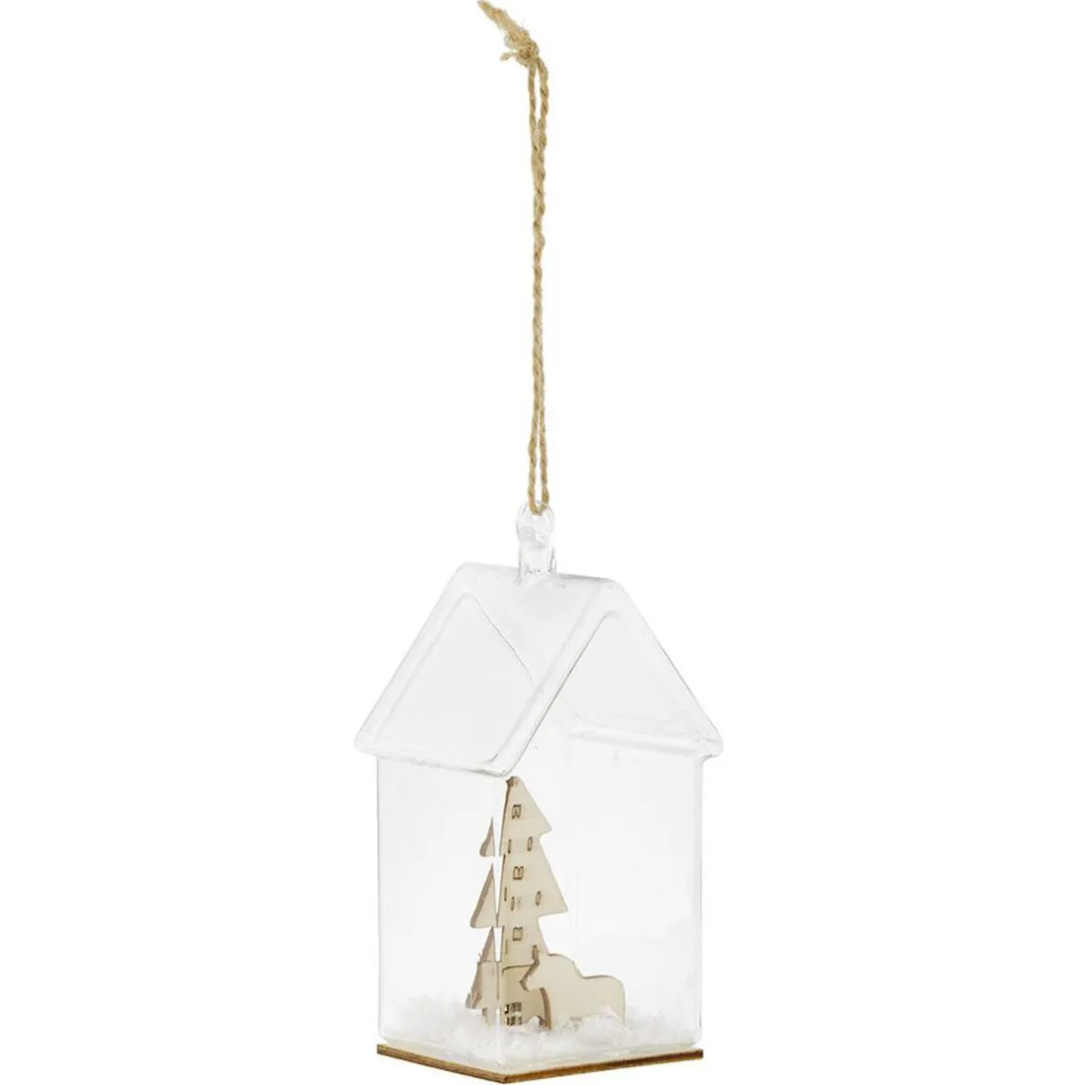 Gifi Décoration à suspendre maison en verre avec sapin en bois H12cm^ Décoration Sapin