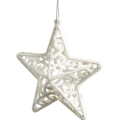 Gifi Décoration à suspendre Noël étoile pailletée blanc x3^ Décoration Sapin