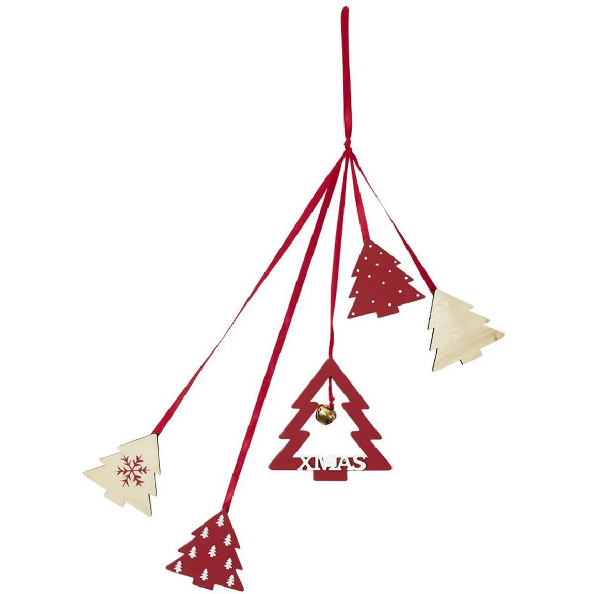 Gifi Décoration de Noël à suspendre en bois rouge^ Décoration Sapin