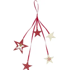 Gifi Décoration de Noël à suspendre en bois rouge^ Décoration Sapin