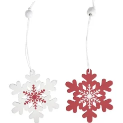 Gifi Décoration de Noël à suspendre en bois rouge et blanc x12^ Décoration Sapin