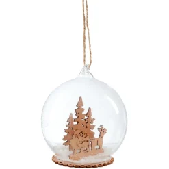 Gifi Décoration de Noël boule en verre paysage^ Décoration Sapin