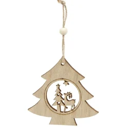 Gifi Décoration de Noël en bois à suspendre L12X12 cm^ Décoration Sapin