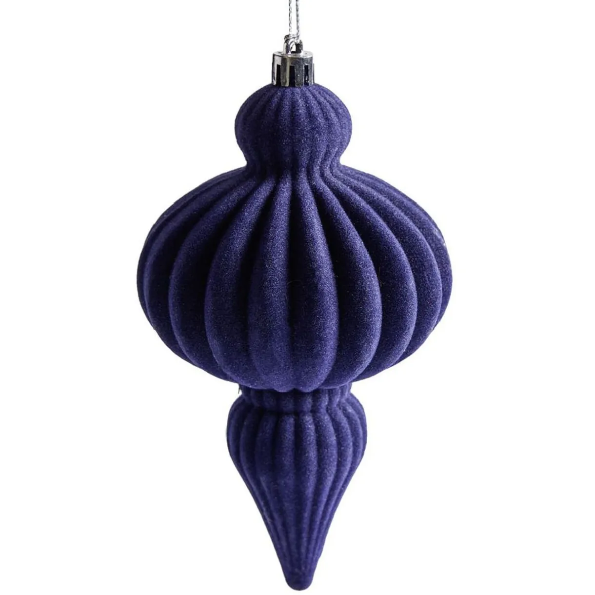 Gifi Décoration de Noël goutte à suspendre velours bleu H.16 cm^ Décoration Sapin