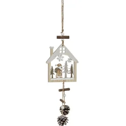 Gifi Décoration de Noël maison en bois à suspendre^ Décoration Sapin