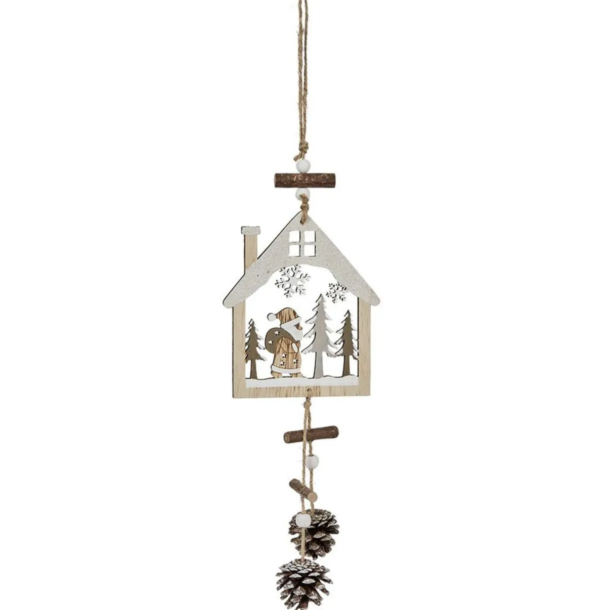 Gifi Décoration de Noël maison en bois à suspendre^ Décoration Sapin