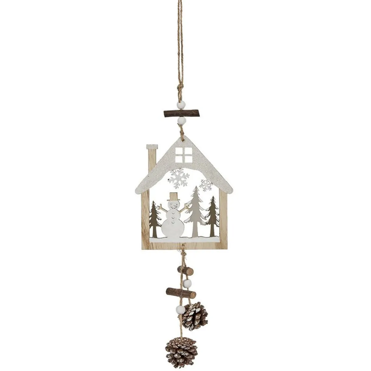 Gifi Décoration de Noël maison en bois à suspendre^ Décoration Sapin