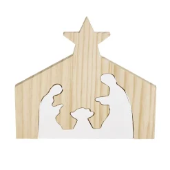 Outlet Gifi Décoration de Noël nativité en bois 2 parties H19,5cm