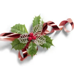 Online Gifi Décoration de Noël noeud et houx H20,5 cm - 3 coloris