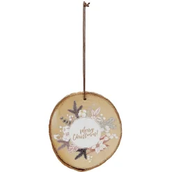 Gifi Décoration de Noël ronde en bois à suspendre^ Décoration Sapin