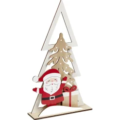 Best Gifi Décoration de Noël sapin et Père Noël en bois à poser