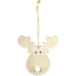 Gifi Décoration de Noël Tête de renne à suspendre en Bois 3 coloris^ Décoration Sapin