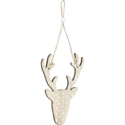 Gifi Décoration de Noël tête de renne en bois à suspendre^ Décoration Sapin