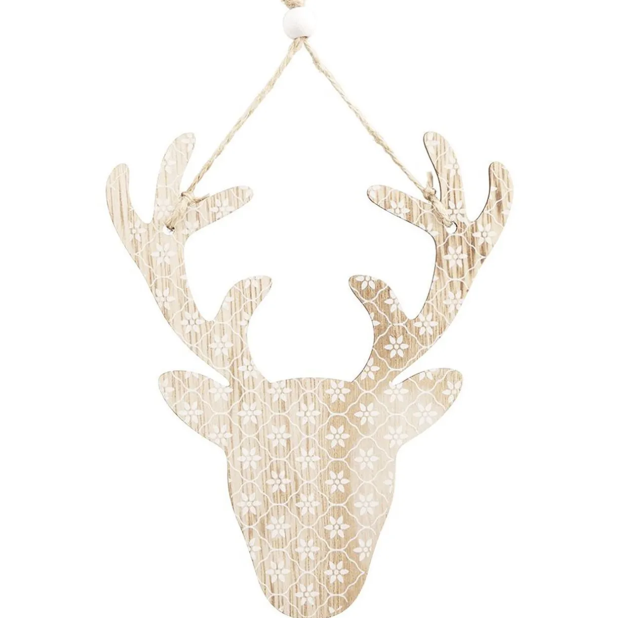 Gifi Décoration de Noël tête de renne en bois à suspendre H. 14 cm^ Décoration Sapin