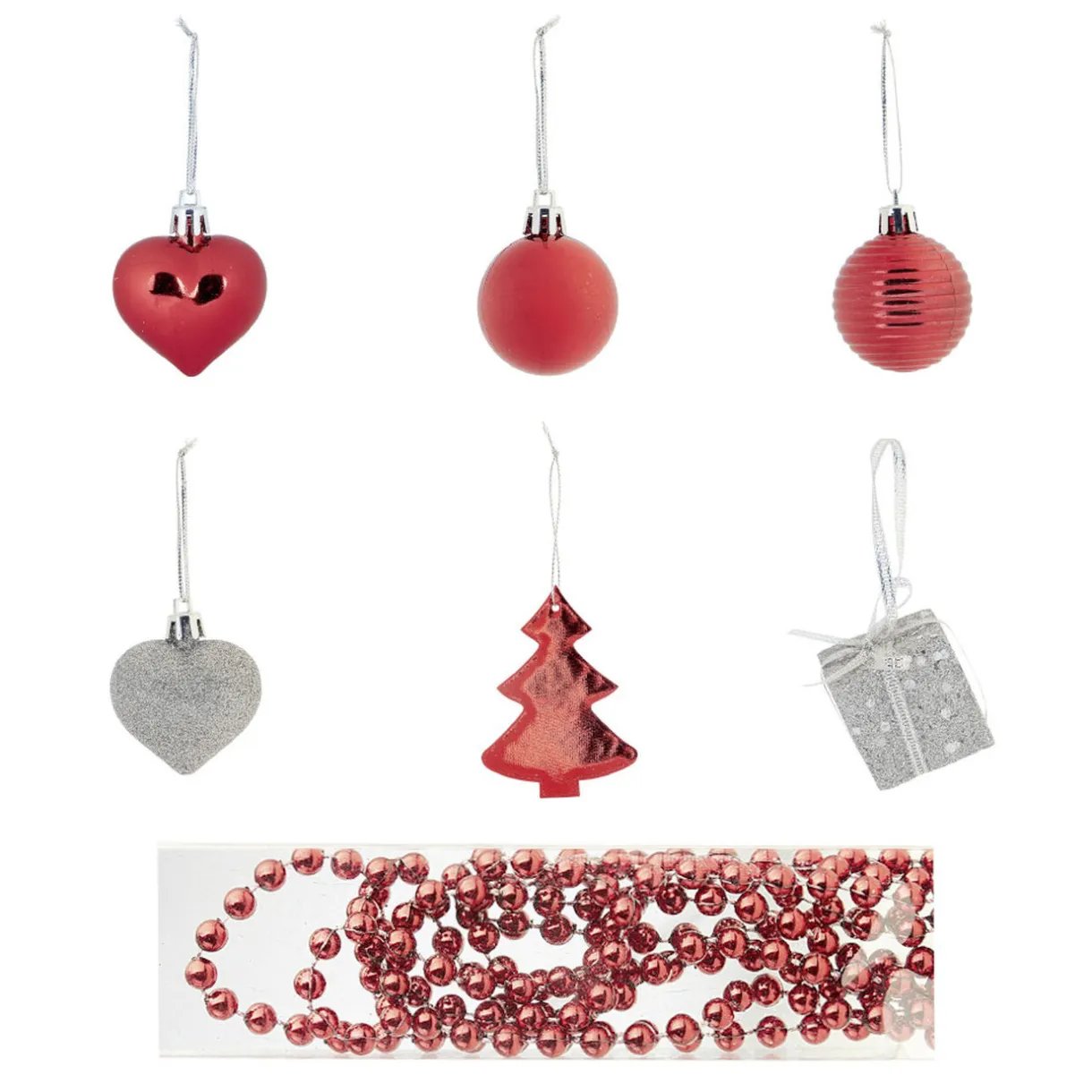 Gifi Décoration de Sapin de Noël Rouge Argenté x30^ Décoration Sapin