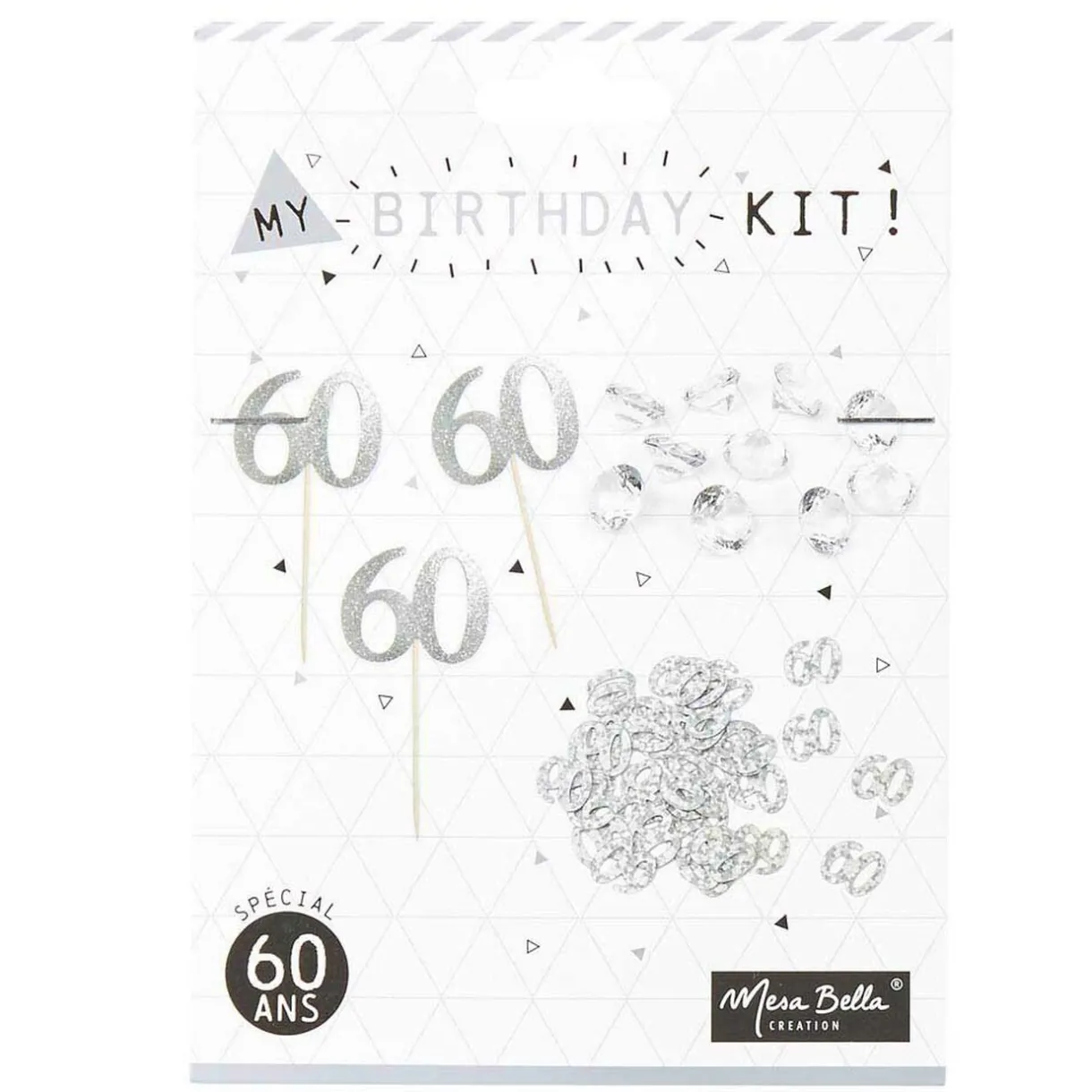 Outlet Gifi Décoration de table anniversaire 60 ans argenté