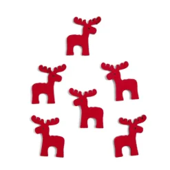 Sale Gifi Décoration de table feutrine forme renne rouge 6 pièces