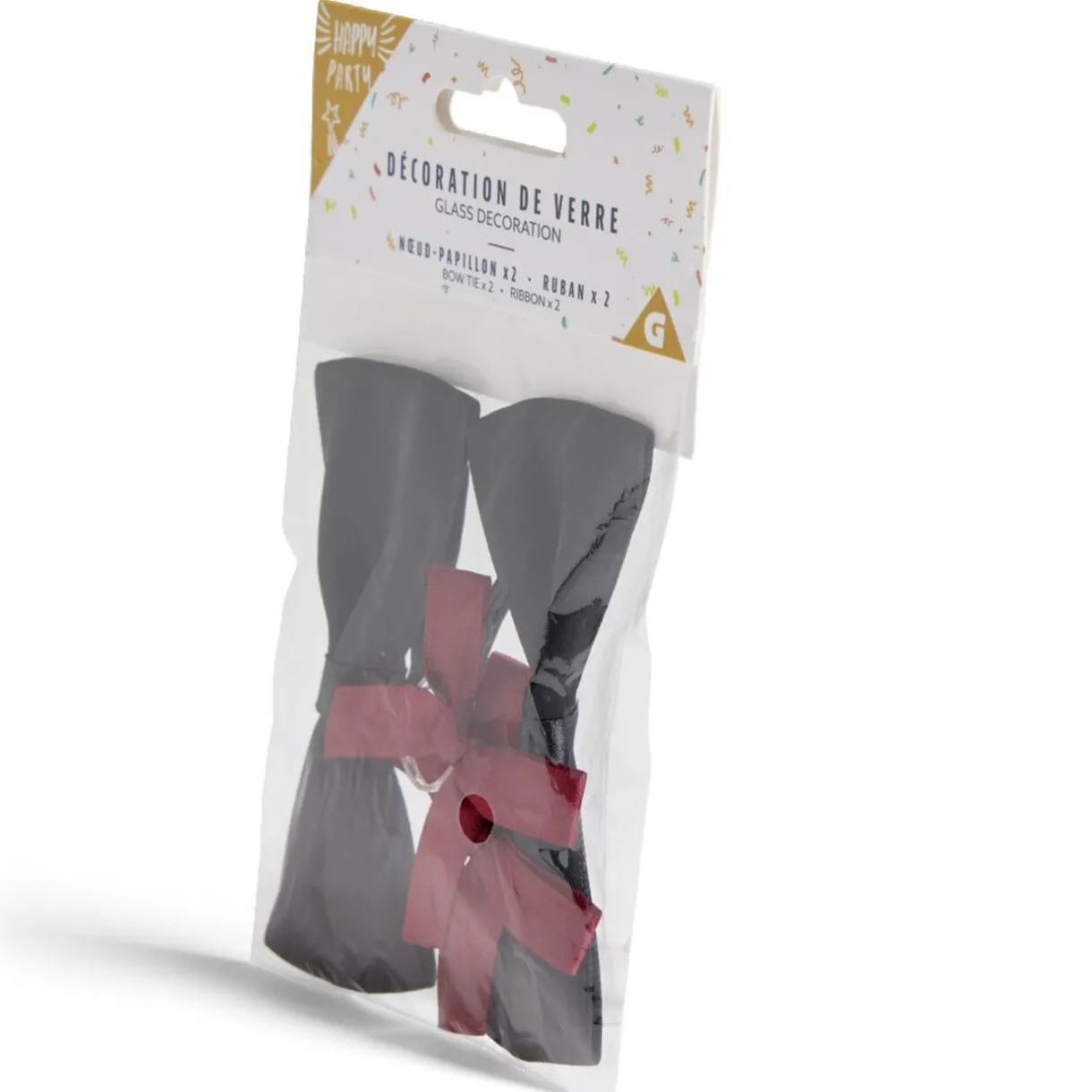 Clearance Gifi Décoration de verre noeud papillon et ruban x2