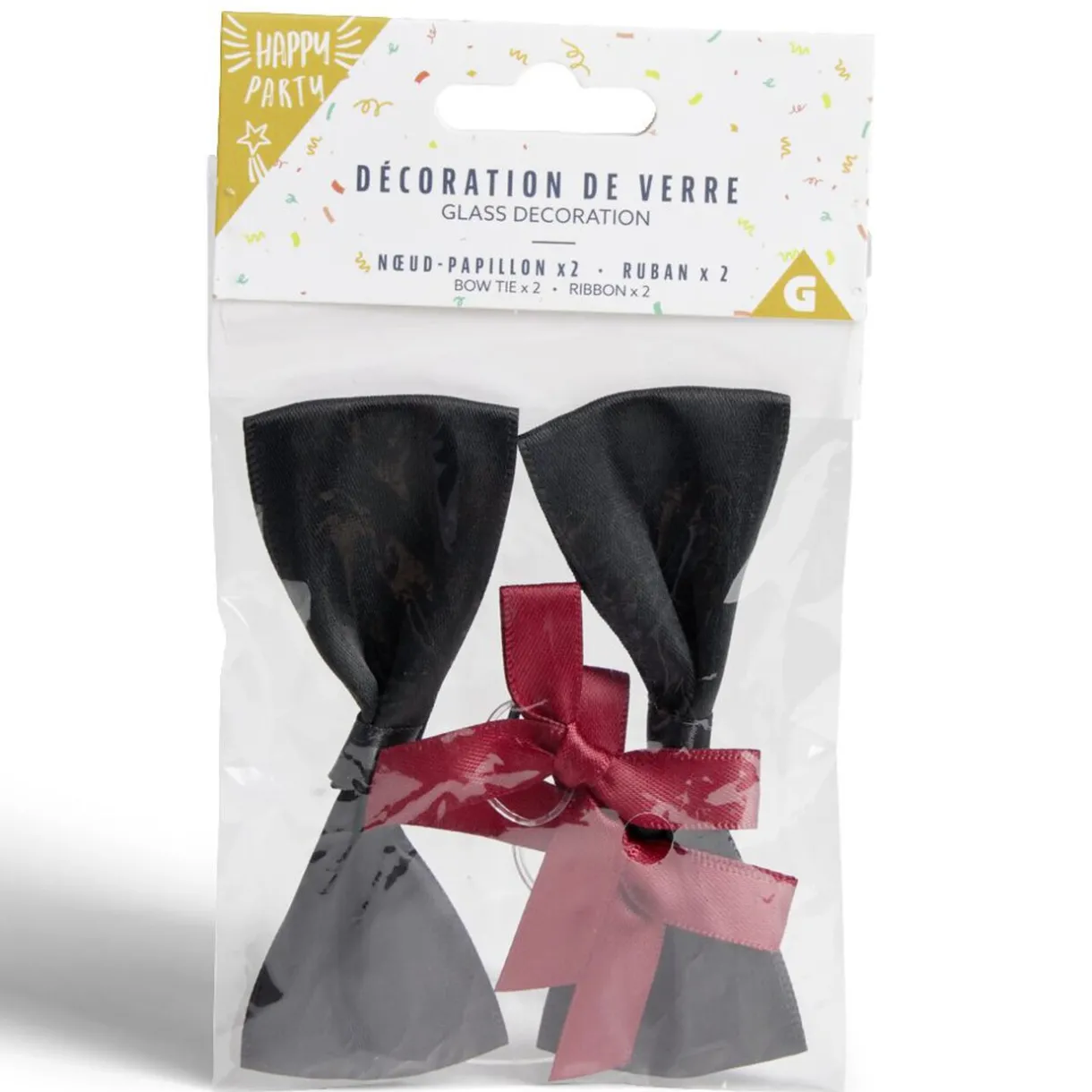 Clearance Gifi Décoration de verre noeud papillon et ruban x2