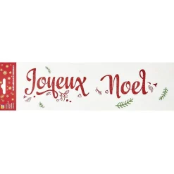 Gifi Décoration fenêtre électrostatique Joyeux Noël rouge et blanc L36xH11cm^ Décoration De Fenêtre