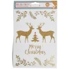 Gifi Décoration fenêtre Noël électrostatique cerf Merry Christmas doré^ Décoration De Fenêtre