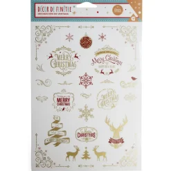 Gifi Décoration fenêtre Noël électrostatique rouge et doré - 2 modèles^ Décoration De Fenêtre