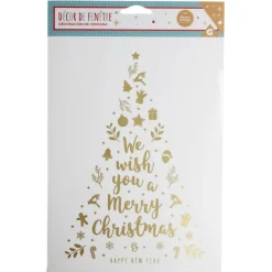 Gifi Décoration fenêtre Noël électrostatique sapin doré^ Décoration De Fenêtre