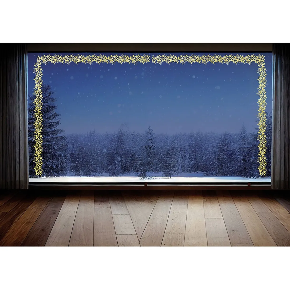 Gifi Décoration fenêtre Noël électrostatique frise de houx 120x20cm^ Décoration De Fenêtre