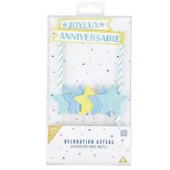 Sale Gifi Décoration gâteau Joyeux anniversaire et étoiles