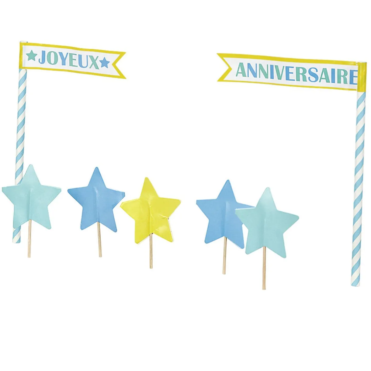 Sale Gifi Décoration gâteau Joyeux anniversaire et étoiles