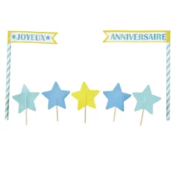 Sale Gifi Décoration gâteau Joyeux anniversaire et étoiles