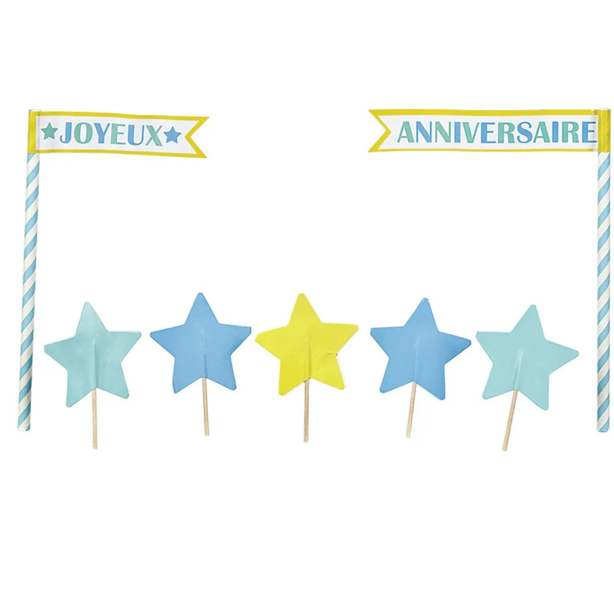 Sale Gifi Décoration gâteau Joyeux anniversaire et étoiles