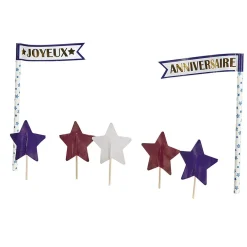 New Gifi Décoration gâteau Joyeux anniversaire et étoiles