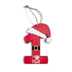 Sale Gifi Décoration "Mon 1er Noël" à suspendre en bois chiffre 1 rouge H10cm
