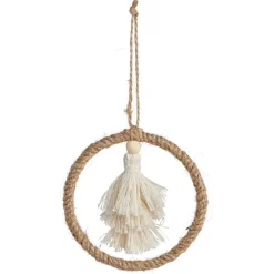 Gifi Décoration pompon dans cercle à suspendre beige Ø10cm^ Décoration Sapin