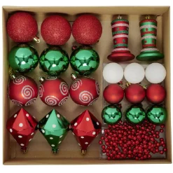 Gifi Décoration pour sapin de Noël Rouge Vert Blanc x24^ Décoration Sapin