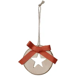 Gifi Décoration rondin en bois à motif à suspendre Ø 7 cm^ Décoration Sapin