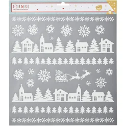 Gifi Décoration stickers de Noël motif paysage blanc pailleté 32x31cm^ Décoration De Fenêtre
