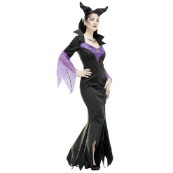 Sale Gifi Déguisement adulte Halloween reine maléfique noir violet taille L