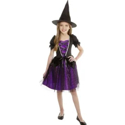 Sale Gifi Déguisement enfant Halloween sorcière noir et violet 7/10 ans